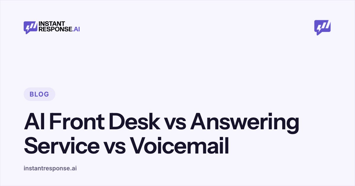 Voicemail, human answering service, AI front desk, and hybrid communication paths converging into an organized customer response workflow.